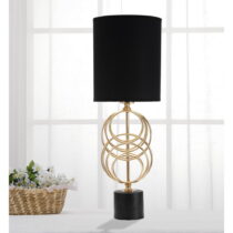 Čierna/v zlatej farbe stolová lampa s textilným tienidlom (výška  58,5 cm) Circly – Mauro Ferretti (...