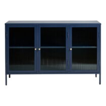 Modrá kovová vitrína Unique Furniture Bronco, výška 85 cm (Vitríny)