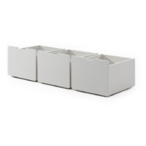 Biele zásuvky pod detskú posteľ 3 ks Pino – Vipack (Úložný priestor pod posteľ)