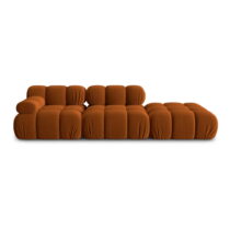 Oranžová zamatová pohovka 282 cm Bellis – Micadoni Home (Hotové zostavy modulárnych pohoviek)