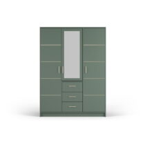 Zelená šatníková skriňa so zrkadlom 147x200 cm Burren - Cosmopolitan Design (Šatníkové skrine)
