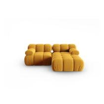 Žltá zamatová rohová pohovka (pravý roh) Bellis – Micadoni Home (Hotové zostavy modulárnych pohoviek...