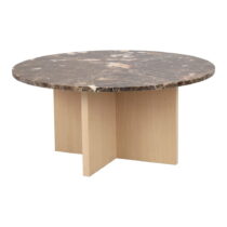 Hnedý mramorový okrúhly konferenčný stolík 90x90 cm Brooksville - Rowico (Konferenčné stolíky)