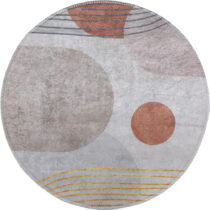 Umývateľný okrúhly koberec v oranžovo-krémovej farbe ø 80 cm Yuvarlak – Vitaus (Koberce)