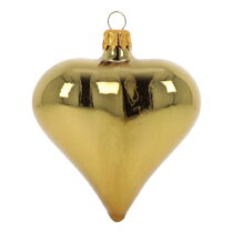 Súprava 3 sklenených vianočných ozdôb v tvare srdca v zlatej farbe Ego Dekor (Vianočné ozdoby)