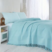 Tyrkysová ľahká prikrývka na posteľ Pique, 220 × 240 cm (Prikrývky na posteľ)