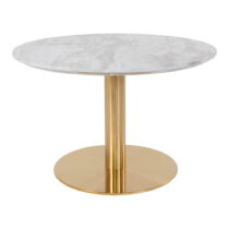 Okrúhly konferenčný stolík v bielo–zlatej farbe s doskou v dekore mramoru 70x70 cm Bolzano – House N...