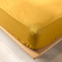 Žltá napínacia plachta z Bio bavlny 160x200 cm Biolina – douceur d'intérieur (Plachty)