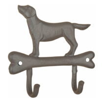 Liatinový nástenný háčik s motívom psíka a kosti Esschert design (Vešiaky na stenu)