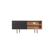 Čierny TV stolík z dubového dreva Gazzda Fina, šírka 150 cm (TV stolíky)