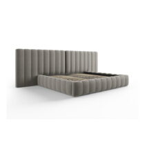 Sivá čalúnená dvojlôžková posteľ s úložným priestorom a roštom 200x200 cm Gina – Milo Casa (Dvojlôžk...