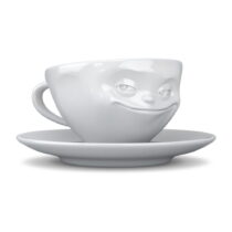 Biela usmievavá porcelánová šálka na kávu 58products, objem 200 ml (Šálky)