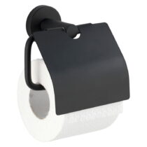 Matne čierny nástenný držiak na toaletný papier z nehrdzavejúcej ocele Bosio – Wenko (Držiaky na toa...
