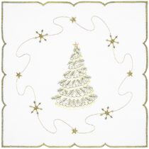 Forbyt Vianočný obrus Stromček bielo-zelená, 35 x 35 cm