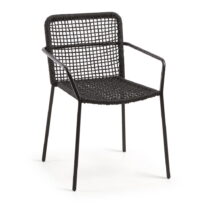 Čierna záhradná stolička s oceľovou konštrukciou Kave Home Bomer (Záhradné stoličky)