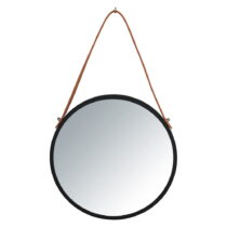 Čierne závesné zrkadlo Wenko Borrone, ø 30 cm (Zrkadlá)