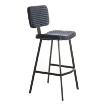 Tmavomodrá kožená barová stolička 103 cm Masana - Light & Living (Barové stoličky)