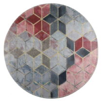 Ružovo-svetlosivý umývateľný okrúhly koberec ø 120 cm – Vitaus (Koberce)