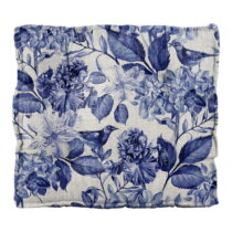 Vankúš na sedenie Linen Square Blue Flowers, šírka 37 cm (Vankúše na sedenie)