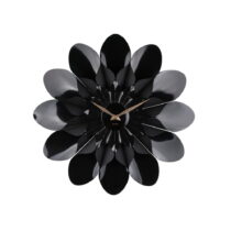 Čierne nástenné hodiny Karlsson Flower, ø 60 cm (Hodiny)