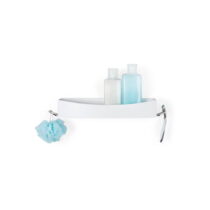 Biela nástenná samodržiaca polička Compactor Clever Flip Shower Shelf (Kúpeľňové poličky)