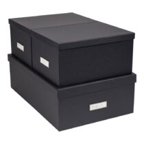 Súprava 3 tmavosivých úložných škatúľ Bigso Box of Sweden Inge (Úložné boxy)