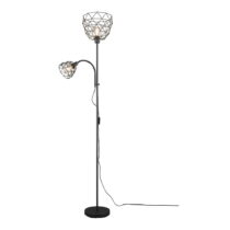 Čierna stojacia lampa s kovovým tienidlom (výška 180 cm) Haval – Trio (Stojacie lampy)