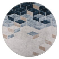 Biely/modrý umývateľný okrúhly koberec ø 80 cm – Vitaus (Koberce)