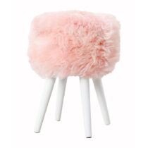 Stolička s ružovým sedákom z ovčej kožušiny Native Natural White, ⌀ 30 cm (Šamlíky a stoličky)