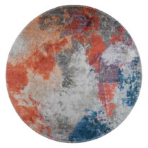 Modro-oranžový umývateľný okrúhly koberec ø 100 cm – Vitaus (Koberce)