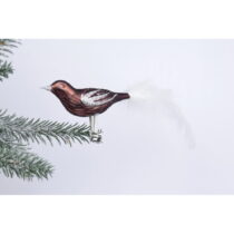 Súprava 3 hnedých sklenených vianočných ozdôb v tvare vtáčika Ego Dekor (Vianočné ozdoby)
