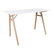 Biely stôl s hnedými nohami House Nordic Vojens Desk, dĺžka 120 cm (Pracovné a písacie stoly)