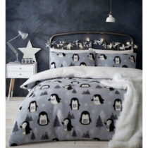 Sivé fleecové obliečky 200x135 cm Cosy Penguin - Catherine Lansfield (Obliečky)
