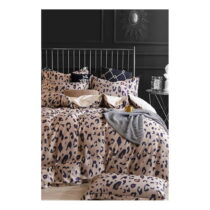 Hnedé predĺžené štvordielne bavlnené obliečky na dvojlôžko s plachtou 200x220 cm Leopard – Mila Home...