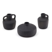 Čierne terakotové vázy v súprave 3 ks (výška 6 cm) Sofra – Kave Home (Vázy)
