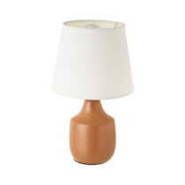 Bielo-hnedá keramická stolová lampa s textilným tienidlom (výška 24 cm) – Casa Selección (Stolové la...