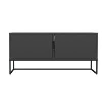 Čierny dvojdverový TV stolík s kovovými nohami v čiernej farbe Tenzo Lipp, šírka 118 cm (TV stolíky)