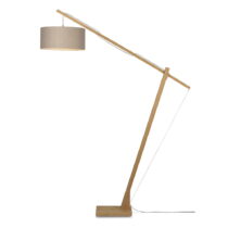 Stojacia lampa s béžovým tienidlom a konštrukciou z bambusu Good&Mojo Montblanc (Stojacie lampy)