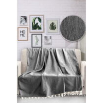Čierny bavlnený pléd cez posteľ Viaden HN, 170 x 230 cm (Prikrývky na posteľ)