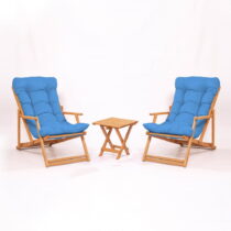 Záhradná lounge súprava z bukového dreva v modro-prírodnej farbe pre 2 – Floriane Garden (Záhradné o...