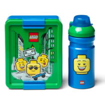 Set zeleno-modrého desiatového boxu a fľaše na pitie LEGO® Iconic (Detské desiatové boxy)