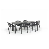 Záhradná jedálenská súprava pre 6 osôb s čiernou stoličkou Joanna a stolom Viking, 90 x 205 cm (Záhr...