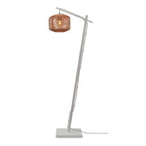 Stojacia lampa s ratanovým tienidlom v bielo-prírodnej farbe (výška 150 cm) Tanami – Good&amp;Mo...