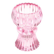 Nízky ružový sklenený svietnik - Rex London (Svietniky)