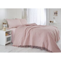 Ružová bavlnená prikrývka na dvojlôžko 220x240 cm Pique - Mijolnir (Prikrývky na posteľ)