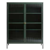 Zelená kovová vitrína Unique Furniture Bronco, výška 140 cm (Vitríny)