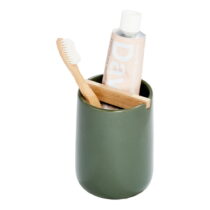 Zelený keramický pohárik na zubné kefky iDesign Eco Vanity (Poháriky na zubné kefky)