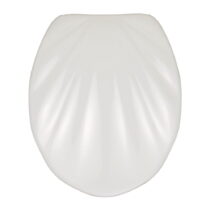 Biele WC sedadlo s jednoduchým zatváraním Wenko Premium Sea Shell, 45,5 × 38 cm (Záchodové dosky)