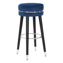 Modrá zamatová barová stolička 74 cm Paris – Mauro Ferretti (Barové stoličky)