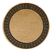 Čierna okrúhla rohožka z prírodného kokosového vlákna Artsy Doormats Greek Border, ⌀ 70 cm (Rohožky)